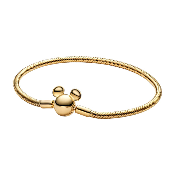 Disney Mickey Mouse Clasp Moments Snake Chain Bracelet Size 18