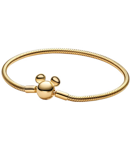 Disney Mickey Mouse Clasp Moments Snake Chain Bracelet Size 18