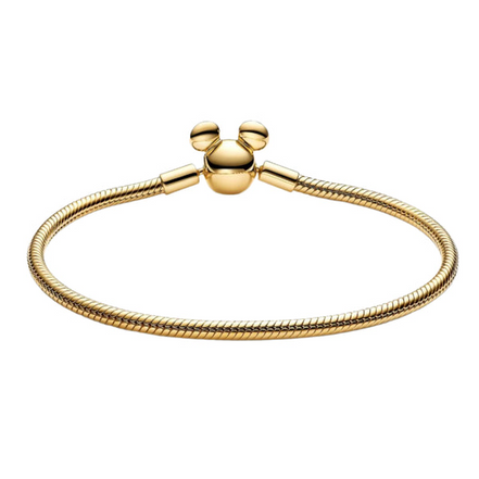Disney Mickey Mouse Clasp Moments Snake Chain Bracelet Size 18
