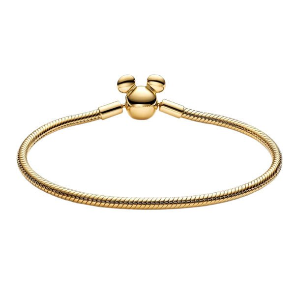 Disney Mickey Mouse Clasp Moments Snake Chain Bracelet Size 18