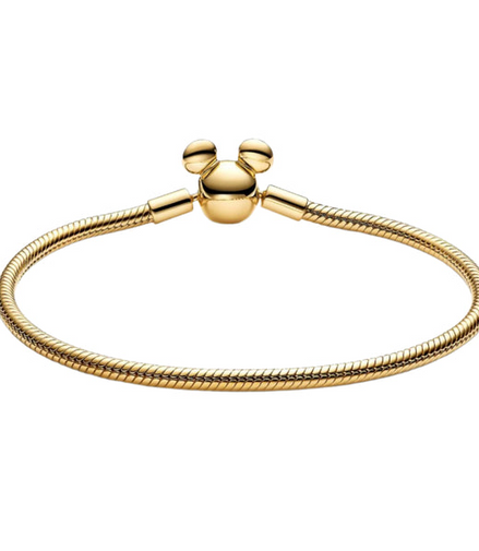 Disney Mickey Mouse Clasp Moments Snake Chain Bracelet Size 18