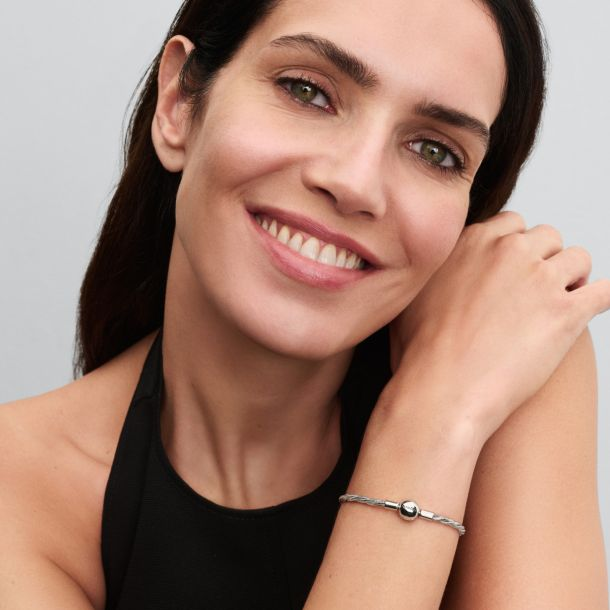 Pandora Round Pandora Clasp Sterling Silver Twisted Snake Chain Bracelet Size 17