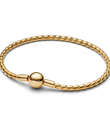 Pandora Moments Gold Plated Round Clasp Wing Chain Bracelet Size 19