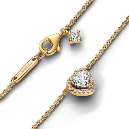 Pandora Sparkling Heart Gold-Plated Collier Necklace