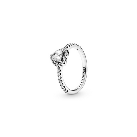 Pandora Timeless Silver Elevated Clear Heart Ring Size 54