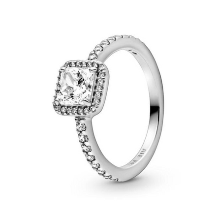 Pandora Square Sparkle Halo Ring Size 8.5