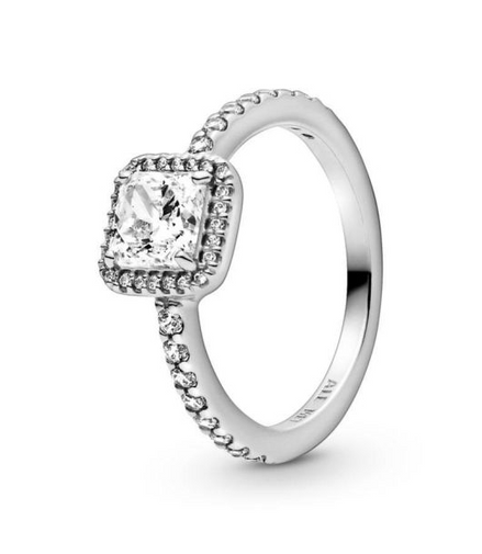 Pandora Square Sparkle Halo Ring Size 8.5