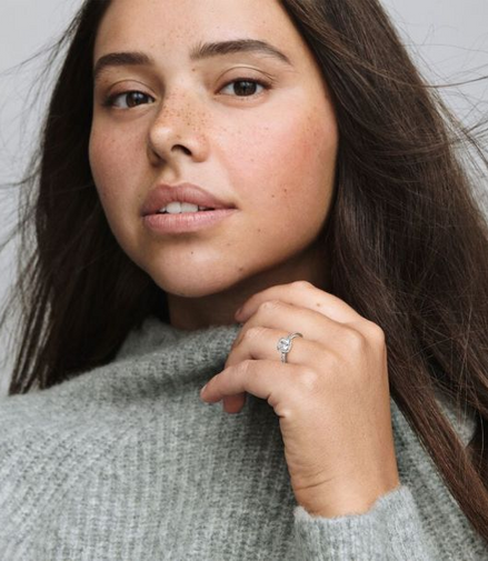 Pandora Square Sparkle Halo Ring Size 8.5