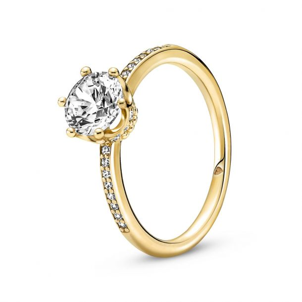 Pandora Clear Sparkling Crown Solitaire Ring Size 6