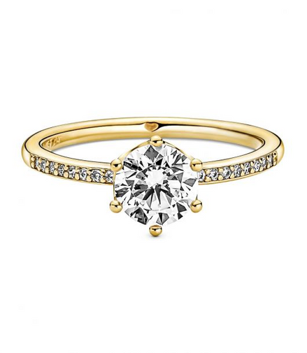 Pandora Clear Sparkling Crown Solitaire Ring Size 6