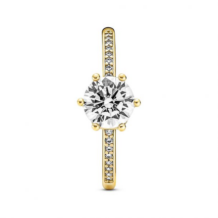 Pandora Clear Sparkling Crown Solitaire Ring Size 6