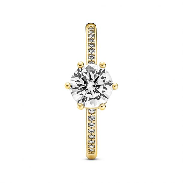Pandora Clear Sparkling Crown Solitaire Ring Size 6