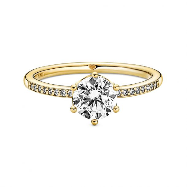 Pandora Clear Sparkling Crown Solitaire Ring Size 8.5