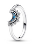 Pandora Celestial Blue Sparkling Moon Ring Size 7.5