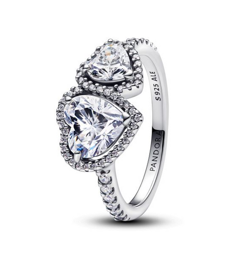 Pandora Sparkling Halo Hearts Ring Size 6