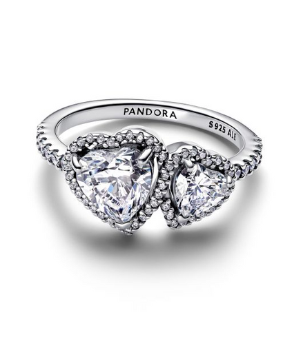 Pandora Sparkling Halo Hearts Ring Size 6