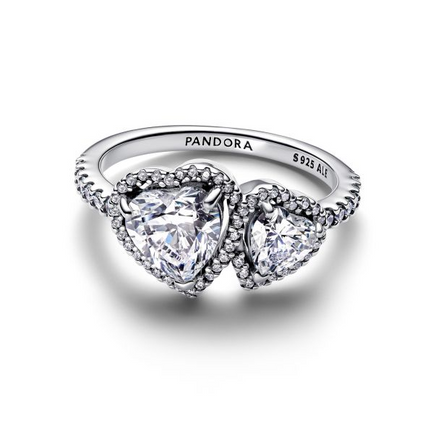 Pandora Sparkling Halo Hearts Ring Size 6