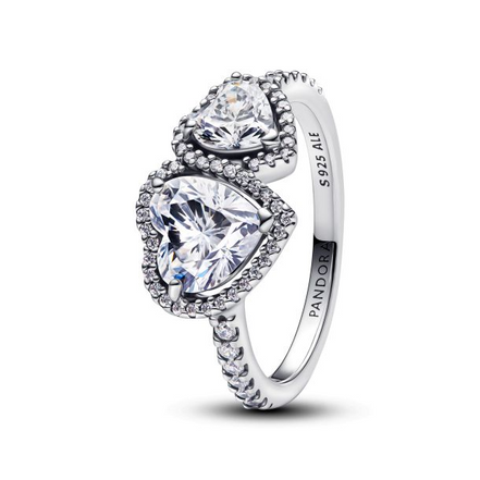 Pandora Sparkling Halo Hearts Ring Size 7.5