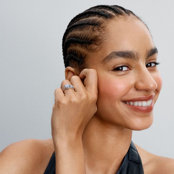 Pandora Sparkling Halo Hearts Ring Size 7.5