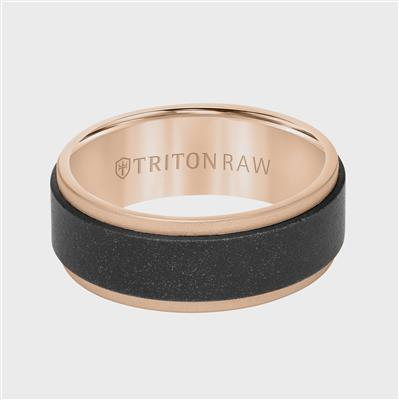 Triton Raw 14K Rose Gold Step Edge Wedding Band