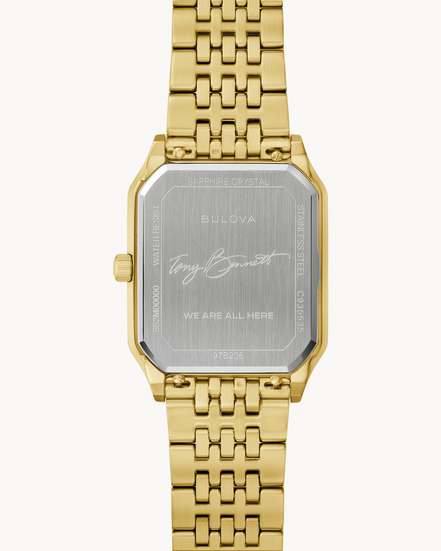 Bulova Men's Tony Bennett “We Are All Here” Silver Dial Gold-Tone Bracelet Watch