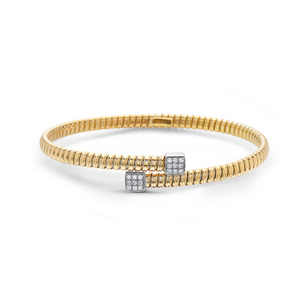 Afarin 18K Two-Tone Gold 0.15 CTW Diamond Bypass Bangle Bracelet