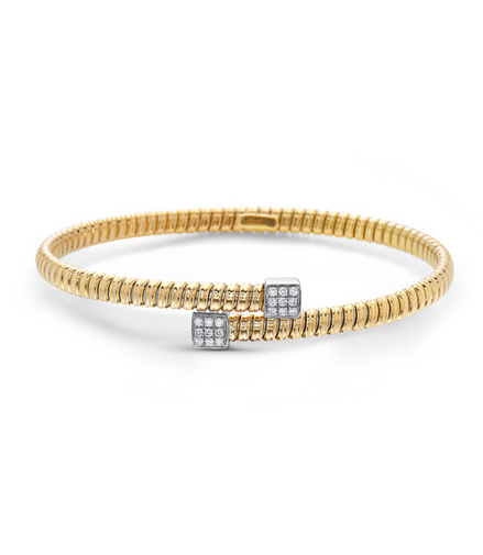 Afarin 18K Two-Tone Gold 0.15 CTW Diamond Bypass Bangle Bracelet