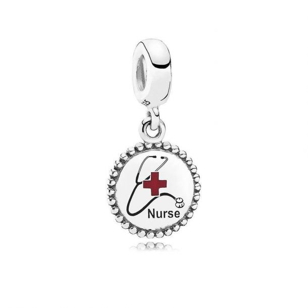 Pandora Moments Engravable Nurse Stethoscope Beaded Dangle Charm