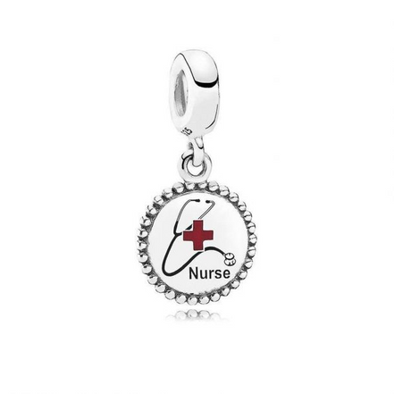 Pandora Moments Engravable Nurse Stethoscope Beaded Dangle Charm