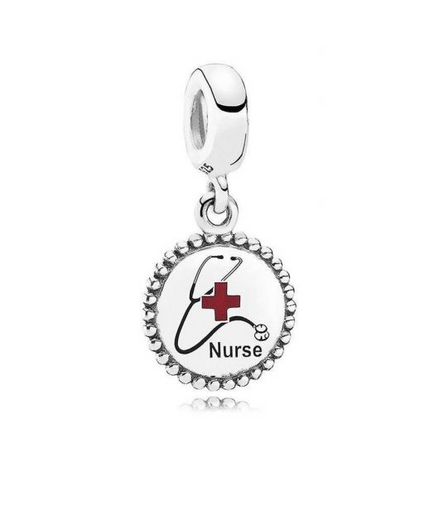 Pandora Moments Engravable Nurse Stethoscope Beaded Dangle Charm