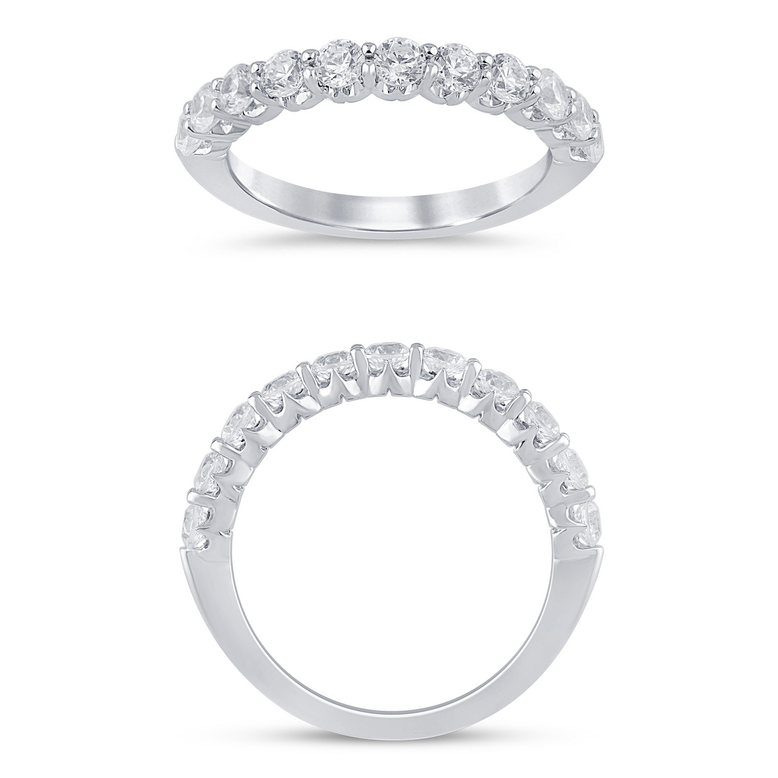 14K White Gold 0.75 CT Crown Set Diamond Half Eternity Band