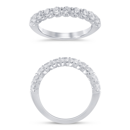 14K White Gold 0.75 CT Crown Set Diamond Half Eternity Band