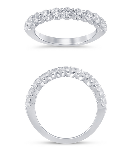 14K White Gold 0.75 CT Crown Set Diamond Half Eternity Band