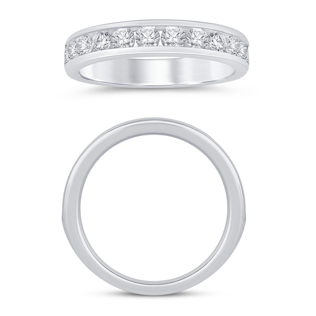 14K White Gold 1 CTW Diamond Channel Set Half Eternity Band