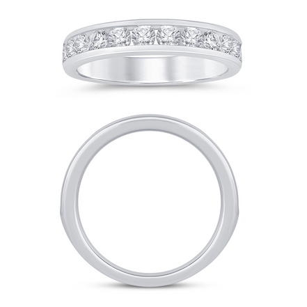 14K White Gold 1 CTW Diamond Channel Set Half Eternity Band