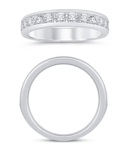 14K White Gold 1 CTW Diamond Channel Set Half Eternity Band