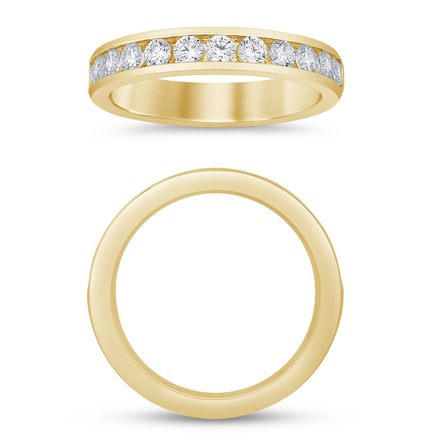 14K Yellow Gold 0.75 CTW Diamond Channel Set Half Eternity Band