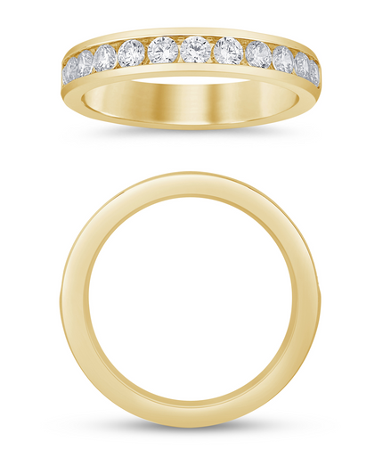 14K Yellow Gold 0.75 CTW Diamond Channel Set Half Eternity Band