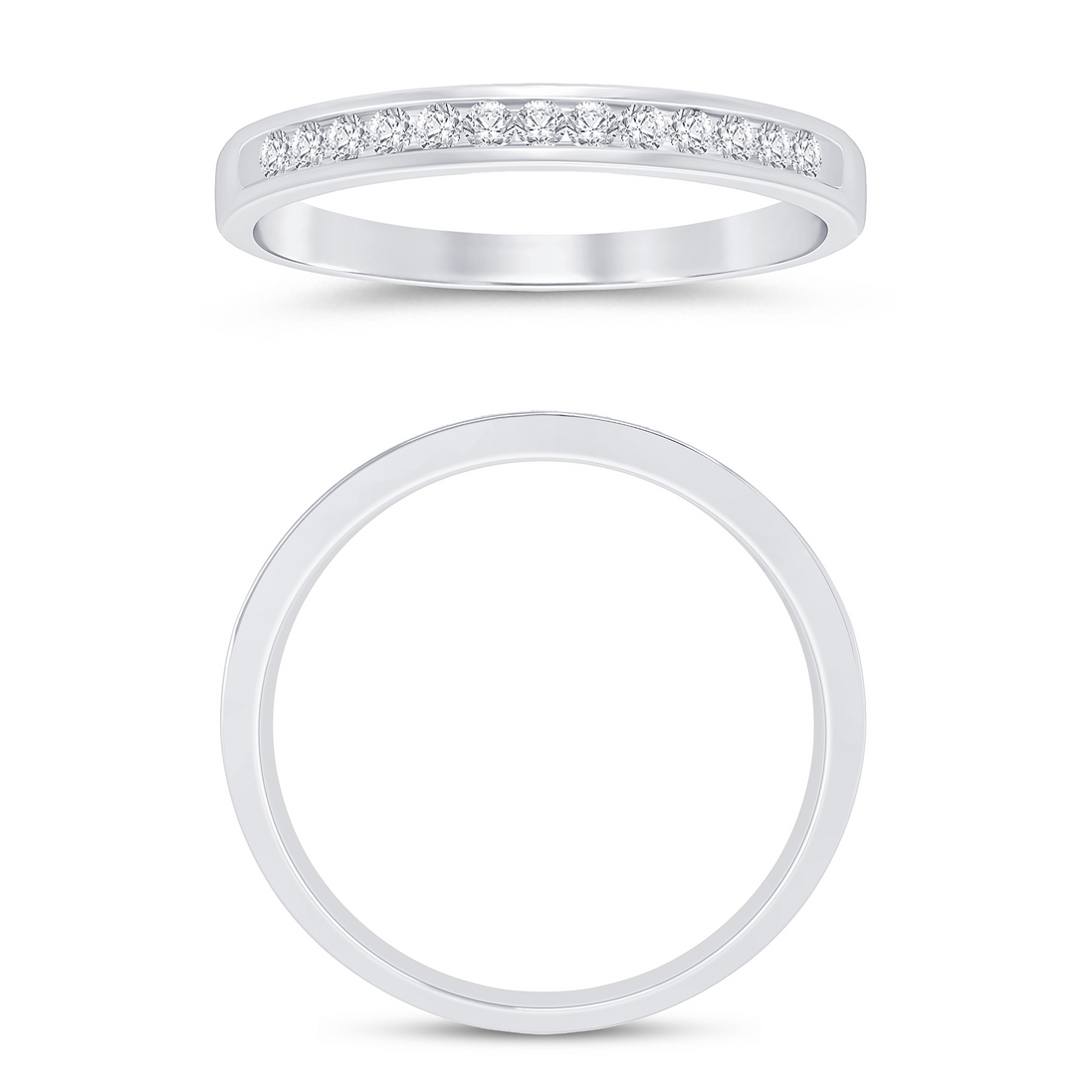 14K White Gold 0.16 CTW Diamond Channel Set Half Eternity Band
