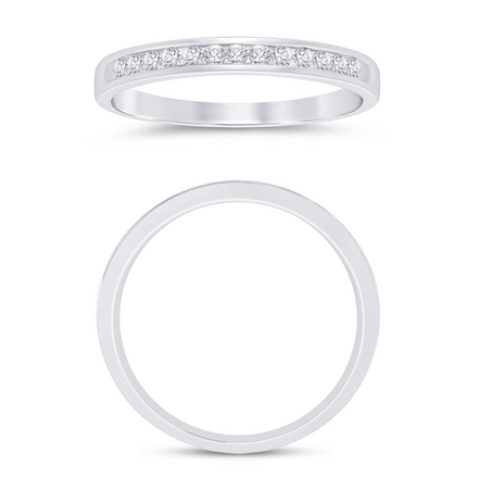 14K White Gold 0.16 CTW Diamond Channel Set Half Eternity Band