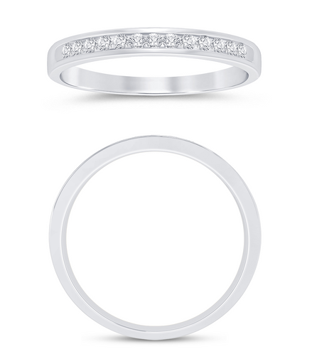 14K White Gold 0.16 CTW Diamond Channel Set Half Eternity Band