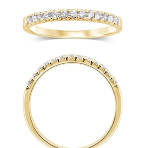 14K Yellow Gold 0.25 CTW Diamond French Pave' Set Half Eternity Band