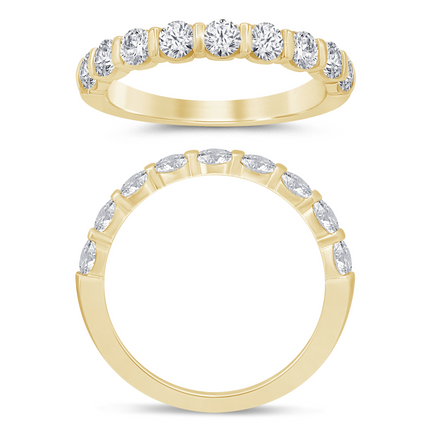 14K Yellow Gold 1 CTW Diamond Bar Set Half Eternity Band