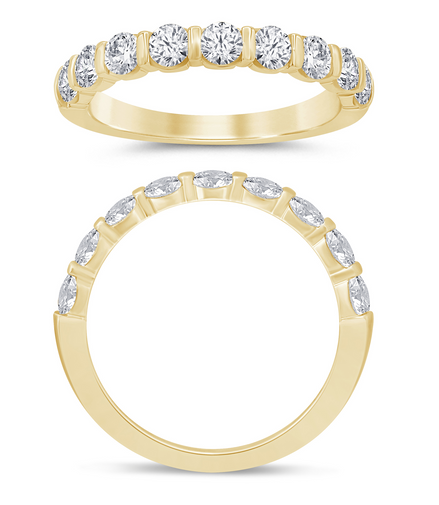 14K Yellow Gold 1 CTW Diamond Bar Set Half Eternity Band