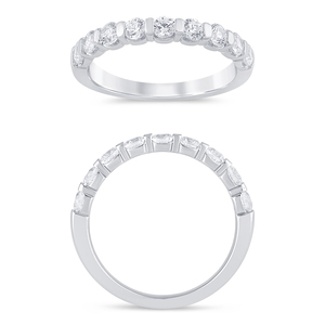 14K White Gold 0.75 CTW Diamond Bar Set Half Eternity Band