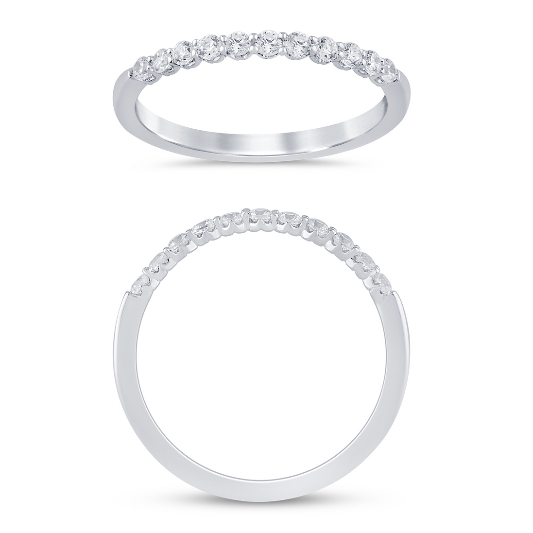 14K White Gold 0.25 CTW Diamond Crown Set Half Eternity Band