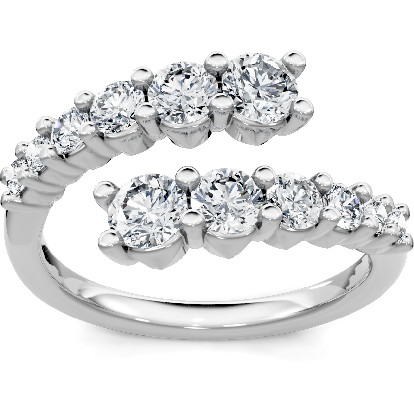 14K White Gold 1 CTW Diamond Bypass Fashion Ring