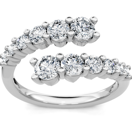 14K White Gold 1 CTW Diamond Bypass Fashion Ring