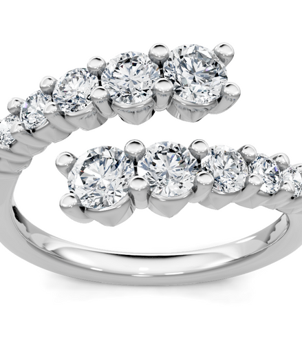 14K White Gold 1 CTW Diamond Bypass Fashion Ring