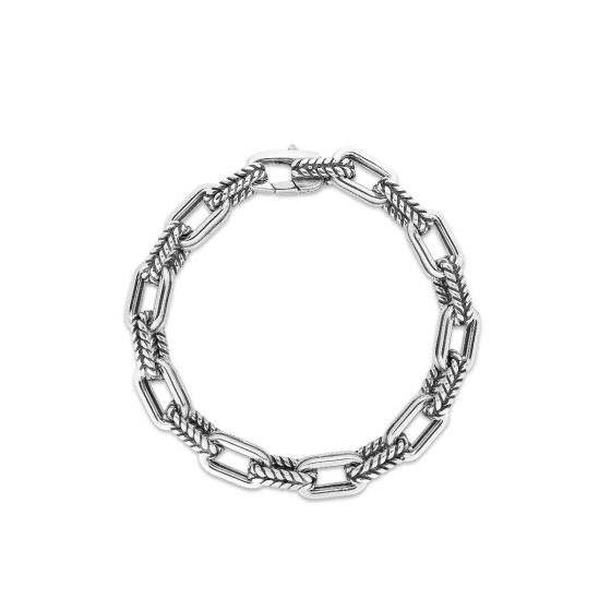 Sterling Silver Double Link Paperclip Chain Bracelet With Lobster Clasp 8.75
